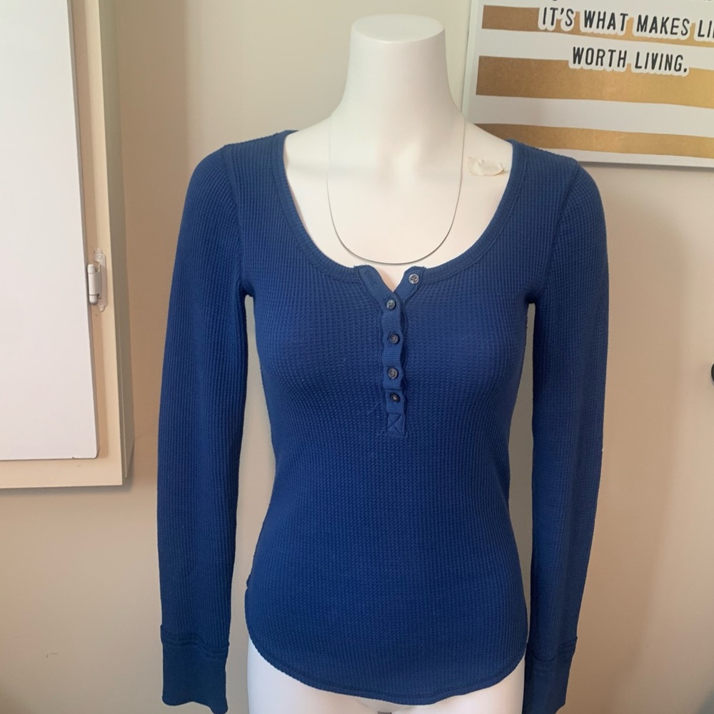 SOLD!!!! Blue Henley Button-up Long-sleeve
